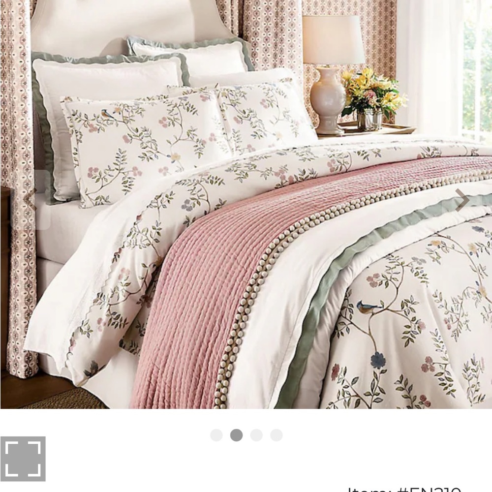 Ballard Designs Seraphina Chinoiserie Queen/Full Duvet Cover + 1 Euro Sham - Picture 2 of 5